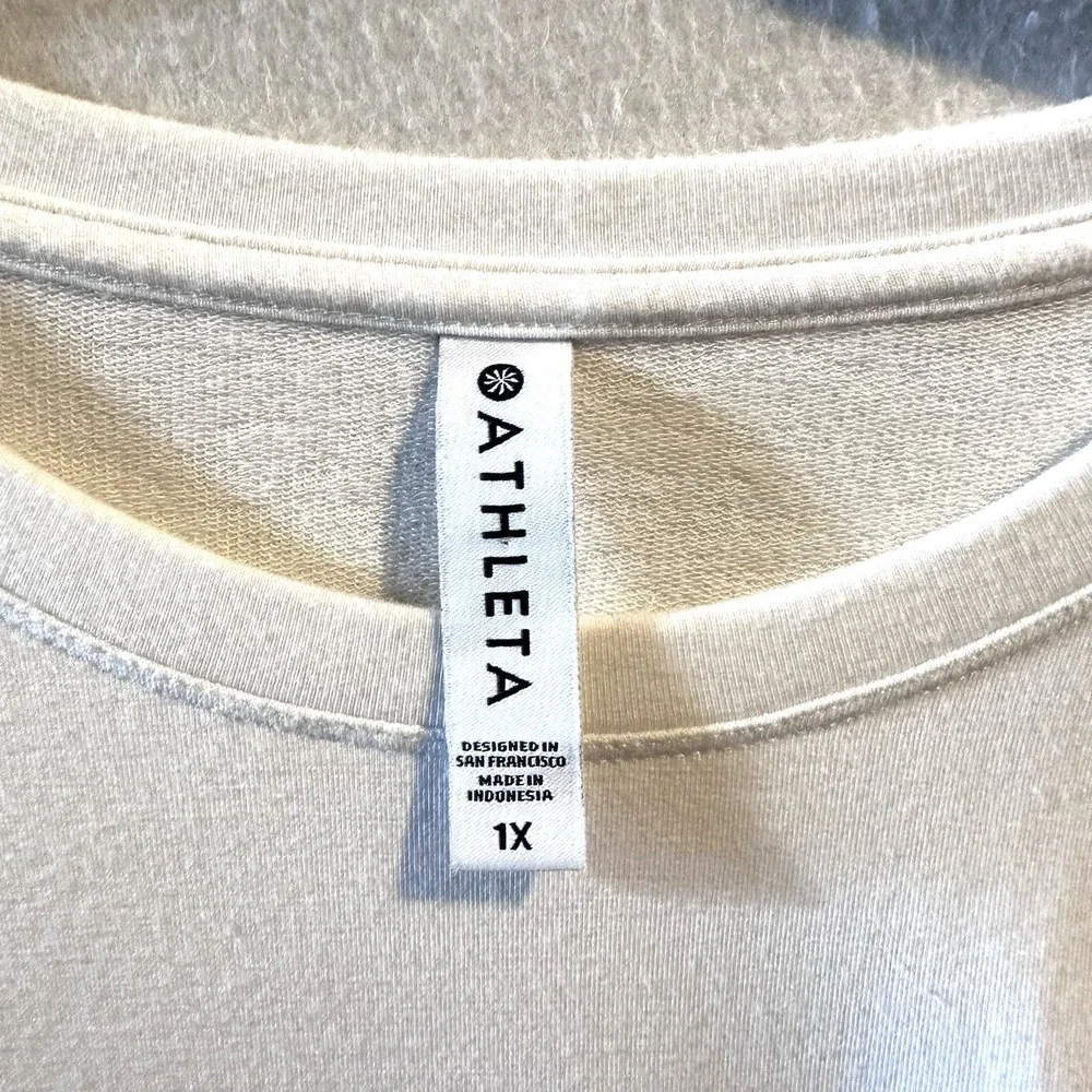 Athleta Tie-Dye Crewneck Sweatshirt in White, Blue, Yellow, Orange - Picture 3 of 9
